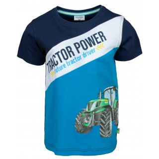 Salt and Pepper Jungen T-Shirt Traktor 104/110 pacific blue